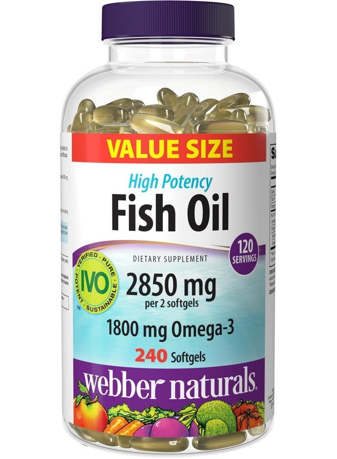 Webber naturals Webber Naturals Fish Oil 2850 mg, High Potency, 1800 mg Omega-3 per Serving, 240 Clear Enteric Softgels, No Fishy Aftertaste, Ultra-Purified, Supports Heart, Cognitive, and Joint Health - Image 1