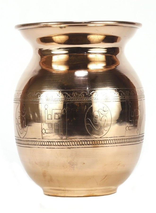 ASHIRWAD Pure Copper Embossed Lota Kalash for Pooja Prayer with Om Sign Arti Puja Pot Sizes for New Home | AE000182-08 (850 ml with Lid) - Image 4