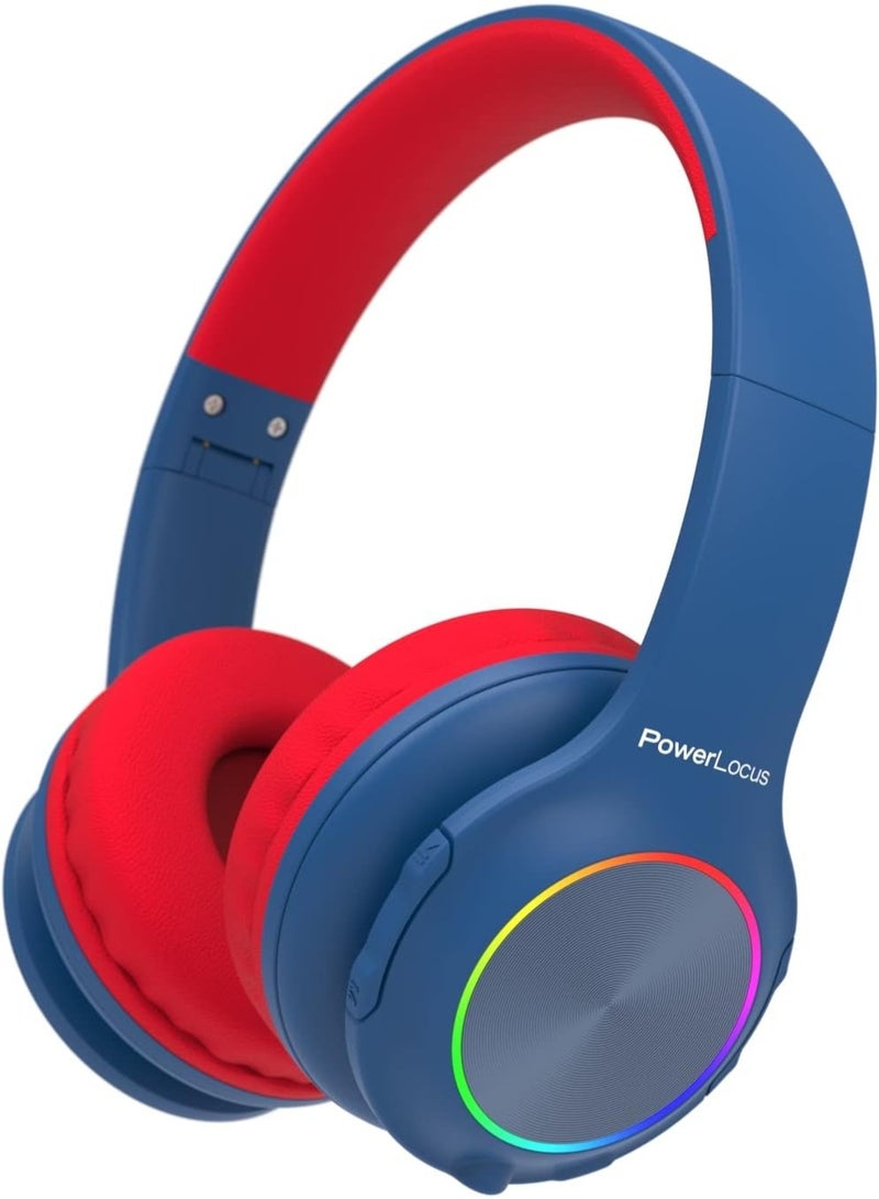 PowerLocus Children's Bluetooth Headphones, Children's Wireless Headphones with LED Lights and 94 dB Volume Limit, Foldable Headphones, HD Stereo, Micro SD, Built-in Microphone for School, Laptop - Image 1