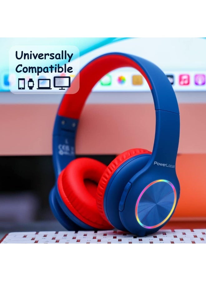 PowerLocus Children's Bluetooth Headphones, Children's Wireless Headphones with LED Lights and 94 dB Volume Limit, Foldable Headphones, HD Stereo, Micro SD, Built-in Microphone for School, Laptop - Image 2