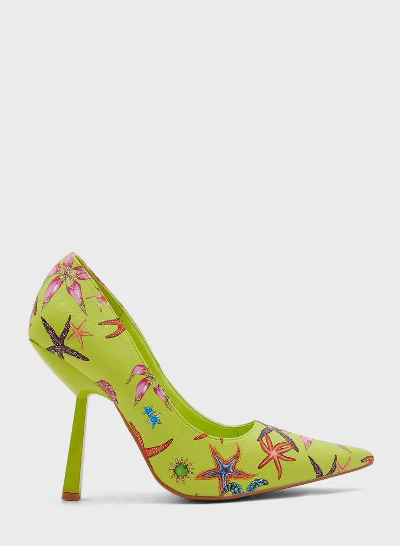 Ginger Starfish And Flower Print Pumps