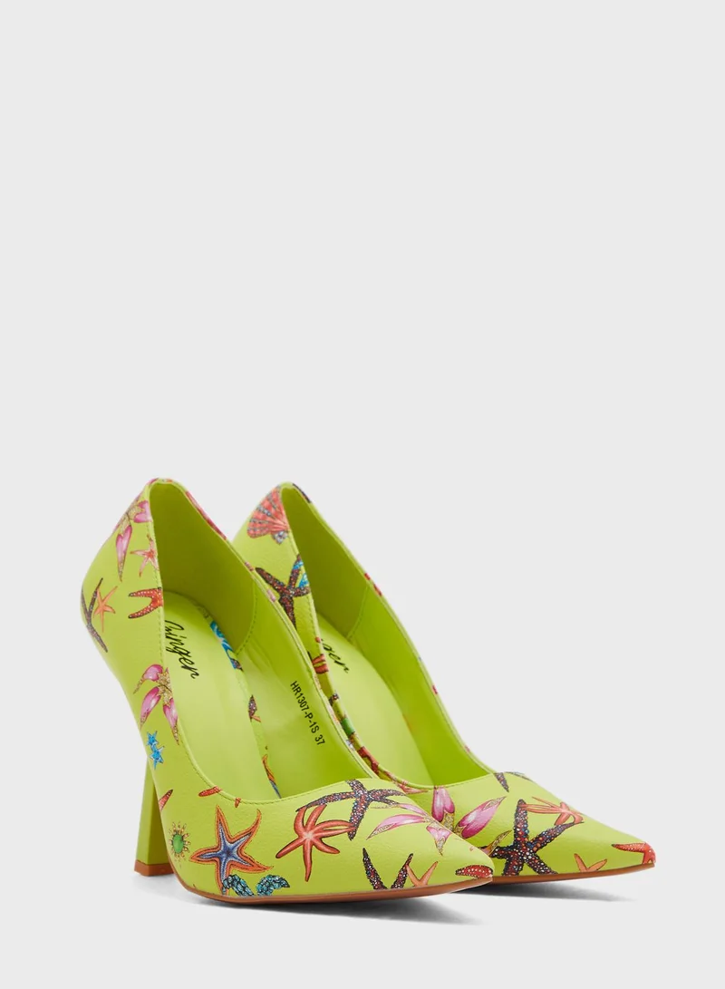 Ginger Starfish And Flower Print Pumps