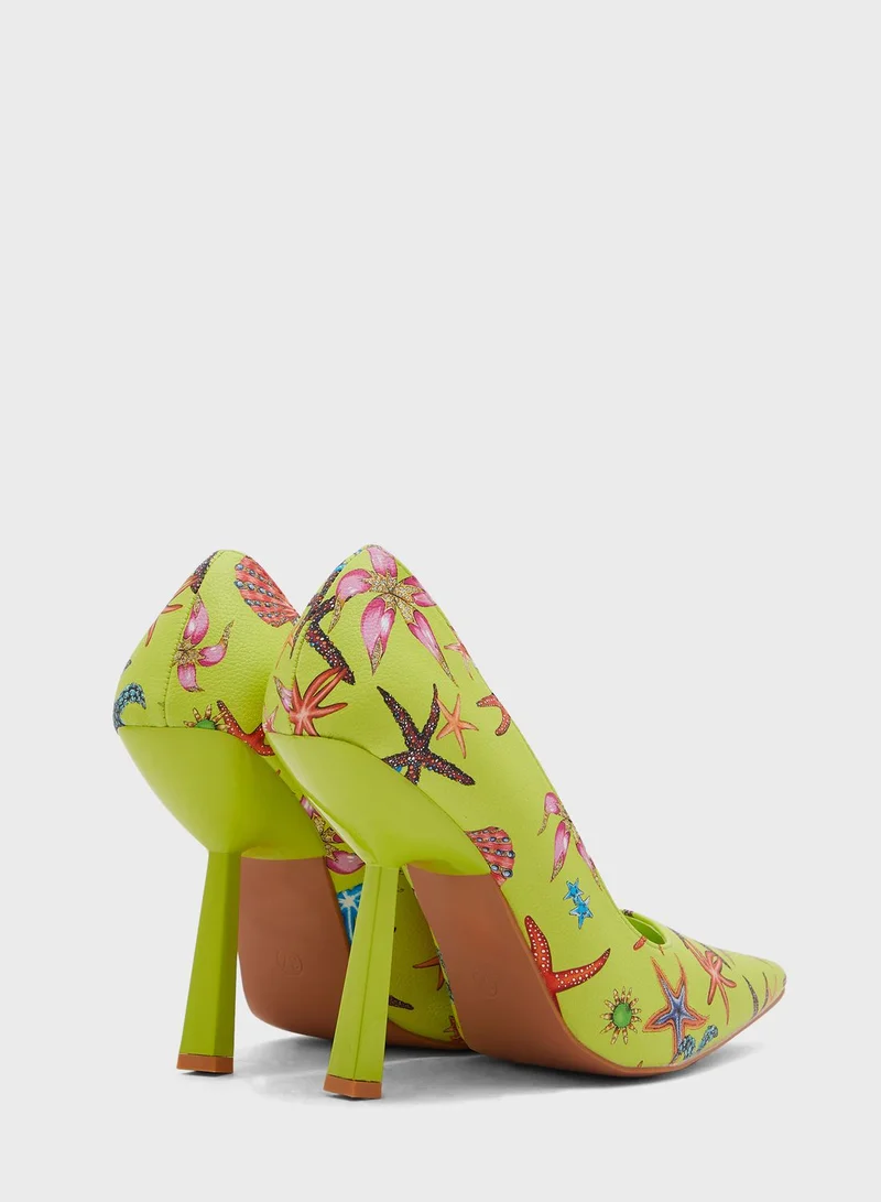 Ginger Starfish And Flower Print Pumps