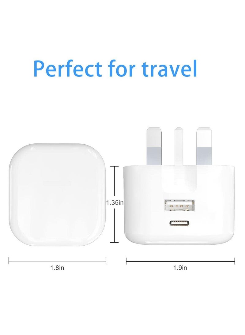 USB C Fast Charger Plug with 20W for iPhone 14/14 Plus/14 Pro/14 Pro Max 13 Pro Max,12 11 SE 2020 XS XR 8 7 6S Plus, iPad, Air Pods Pro, S22, USBC PD 3.0 Mains UK Type C Wall Charging Power Adapter  - Image 5