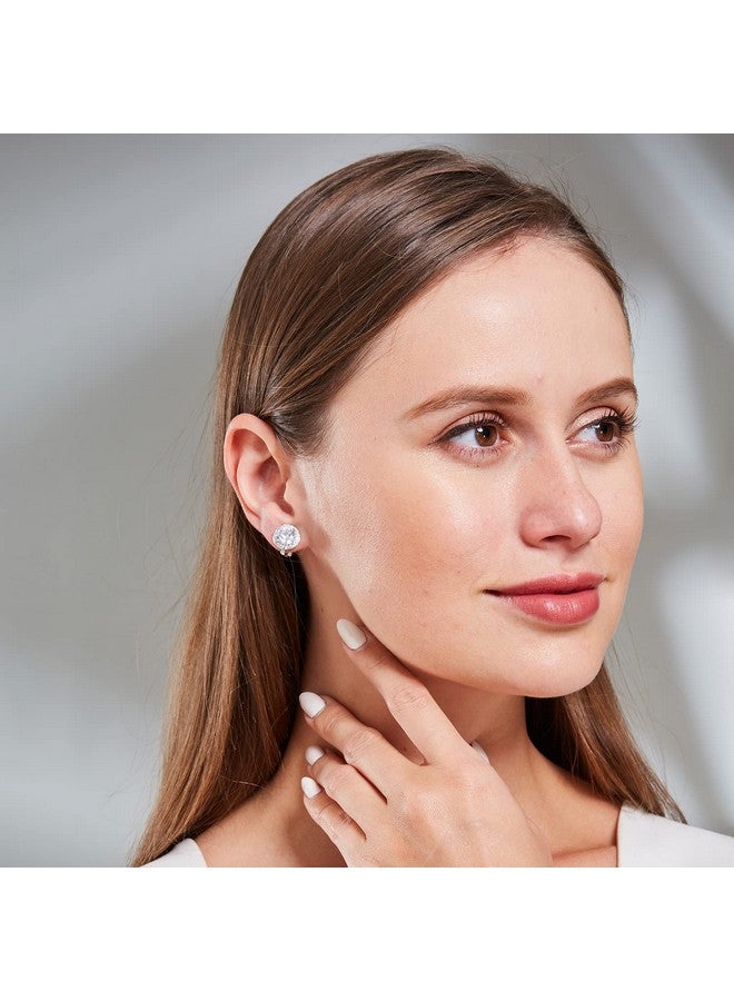 YOQUCOL Bright 8Mm Cubic Zirconia Crystal Clip On Stud Earrings Round Non Pierced Earrings For Women - Image 4