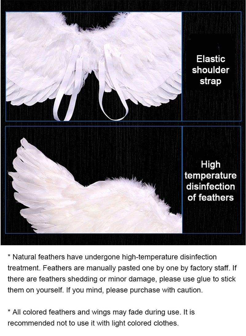 تابيت مجموعة زي الملاك للبنات ، مجموعة أجنحة الملاك مع عصا سحرية هالو ، الريش اللباس حتى الأدوات ، اكسسوارات زي الحزب للبنات الحزب وهالوين ، كوسبلاي للأعمار 3-8 (الملاك الأبيض) - Image 3