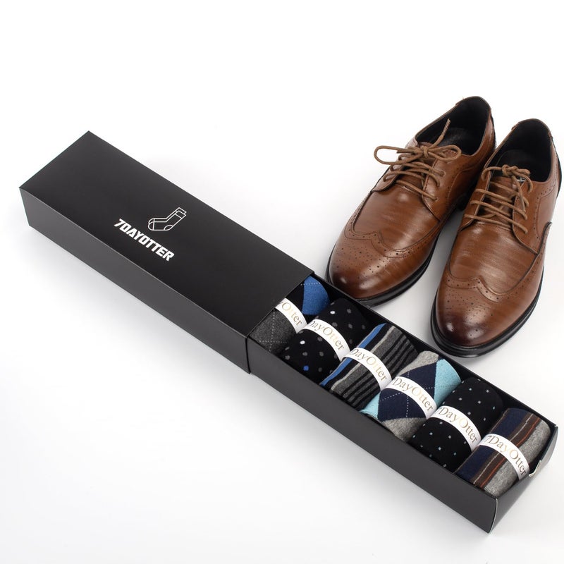 7DayOtter Men Modal Odor Resistant Dress Cotton Business Crew Socks Patterned Dress Socks - Image 2