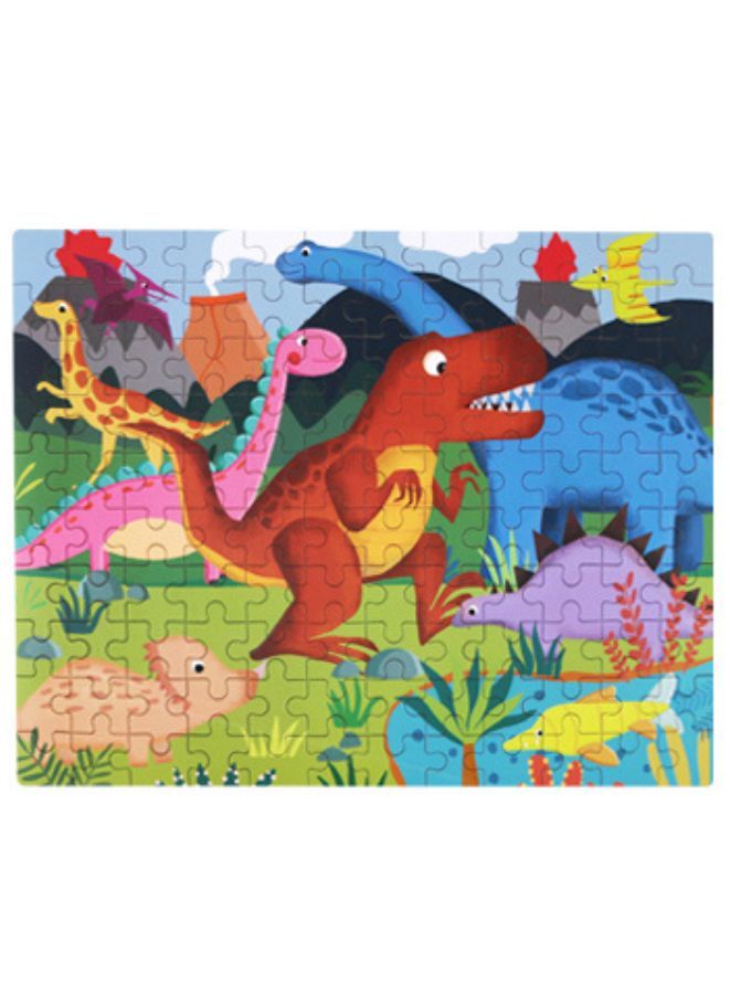 Wooden Jigsaw 120 Pieces Cartoon Animals Fairy Tales Puzzles Children Wood Early Learning Set Montessori Education Toy Kids Gift, Dinosaur - Image 2