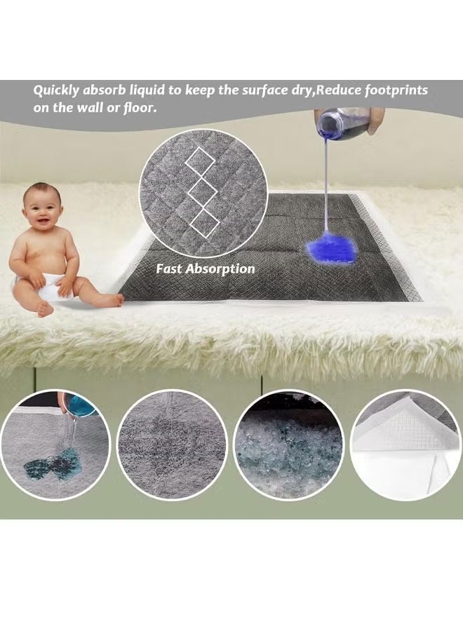 ضغط فين فوط تغيير حفاضات من فحم الخيزران للاستخدام مرة واحدة، مقاس صغير - عبوة من 100 قطعة، حماية من 5 طبقات بدرجة طبية، مقاومة للماء وسريعة الجفاف للتحكم في الروائح، رعاية سلس البول للأطفال والرضع والبالغين وكبار السن - Image 3