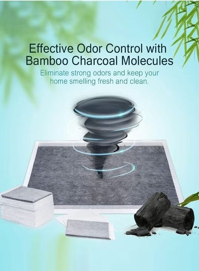 ضغط فين فوط تغيير حفاضات من فحم الخيزران للاستخدام مرة واحدة، مقاس صغير - عبوة من 100 قطعة، حماية من 5 طبقات بدرجة طبية، مقاومة للماء وسريعة الجفاف للتحكم في الروائح، رعاية سلس البول للأطفال والرضع والبالغين وكبار السن - Image 4