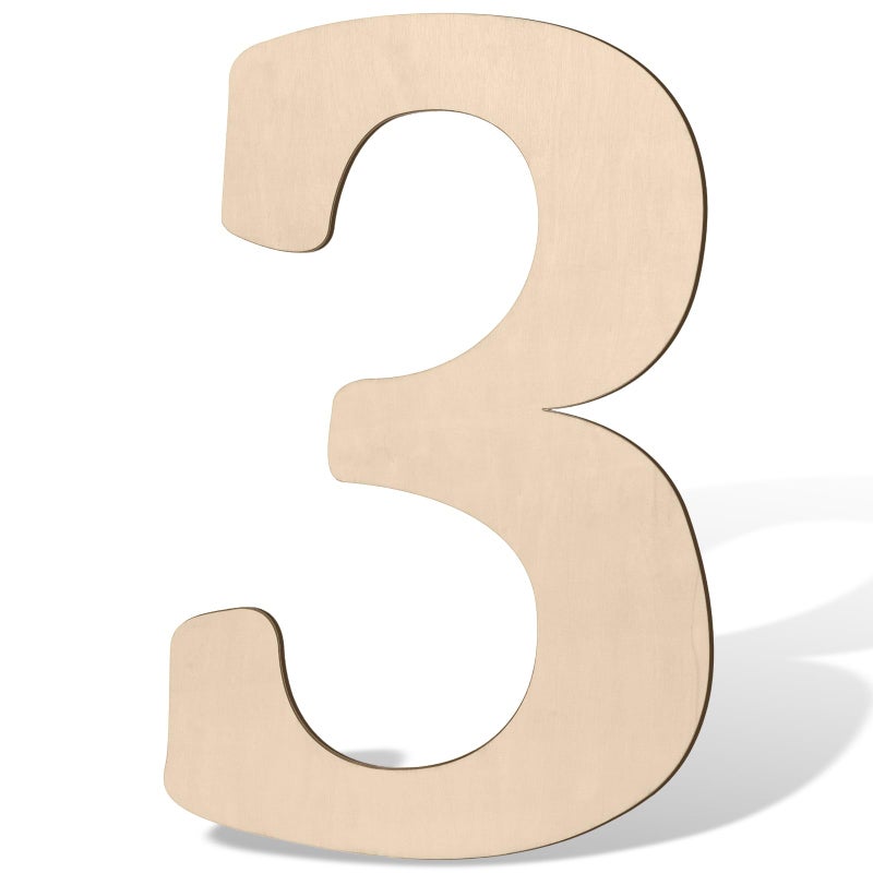 17 inch Large Wooden Numbers for Party Decor Big Wood Number 3 for Wall Decor Unfinished Blank Giant Wooden House Numbers Wood Signs for Crafts Birthday Rustic Wedding Christmas Baby Shower