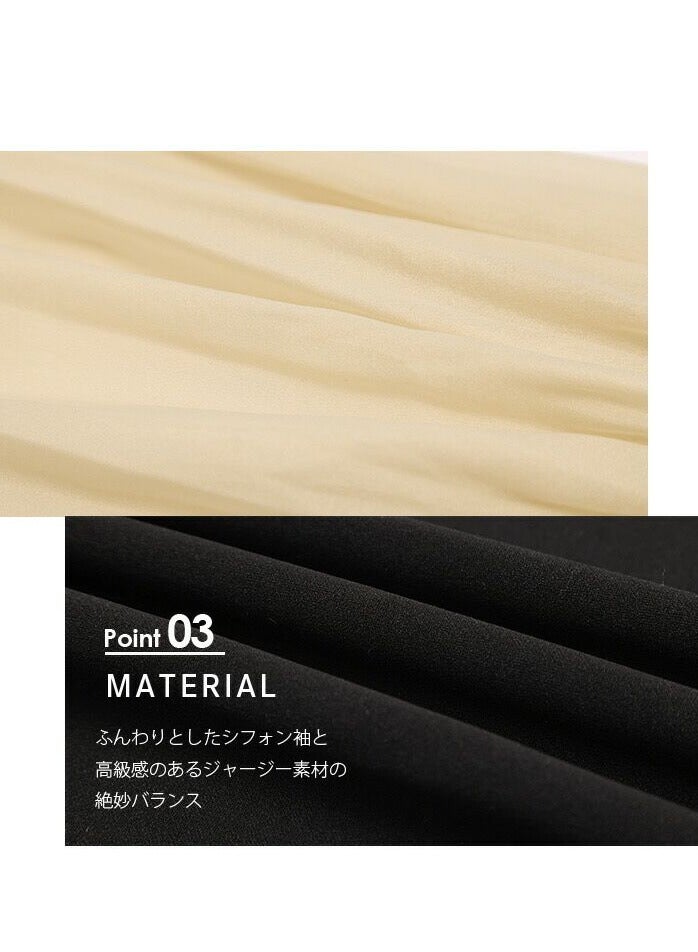 Chiffon sleeve one piece pierce slit neck long sleeve long dress ﻿ - Image 4