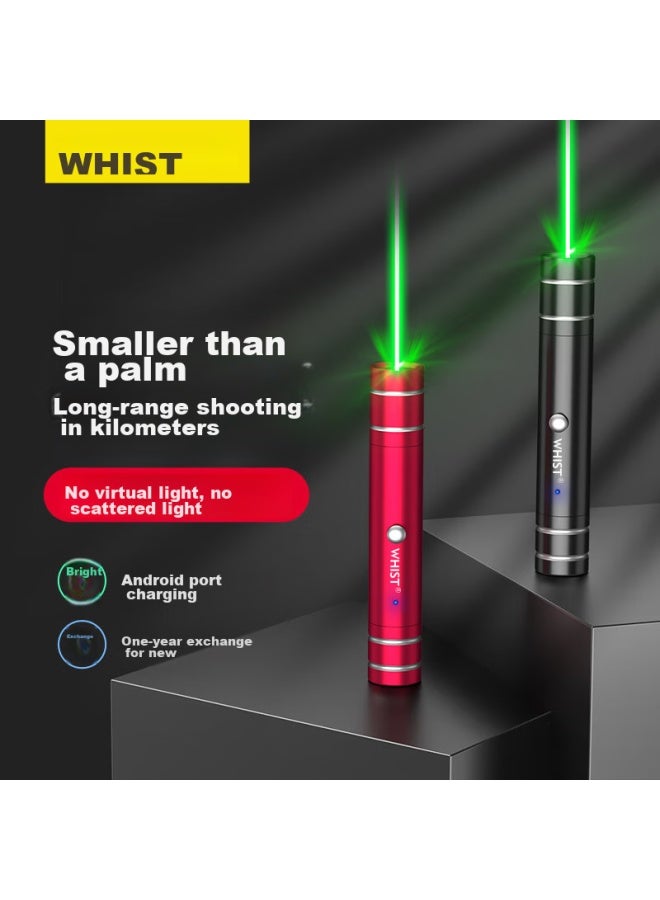 Whist T6 Black Laser Pointer Green Light Laser Flashlight Usb Rechargeable Led Screen Pointer Meeting Sales Office Sand Tray Mini Laser Light Teaching Pointer Household Cat Teaser Toy - Image 2