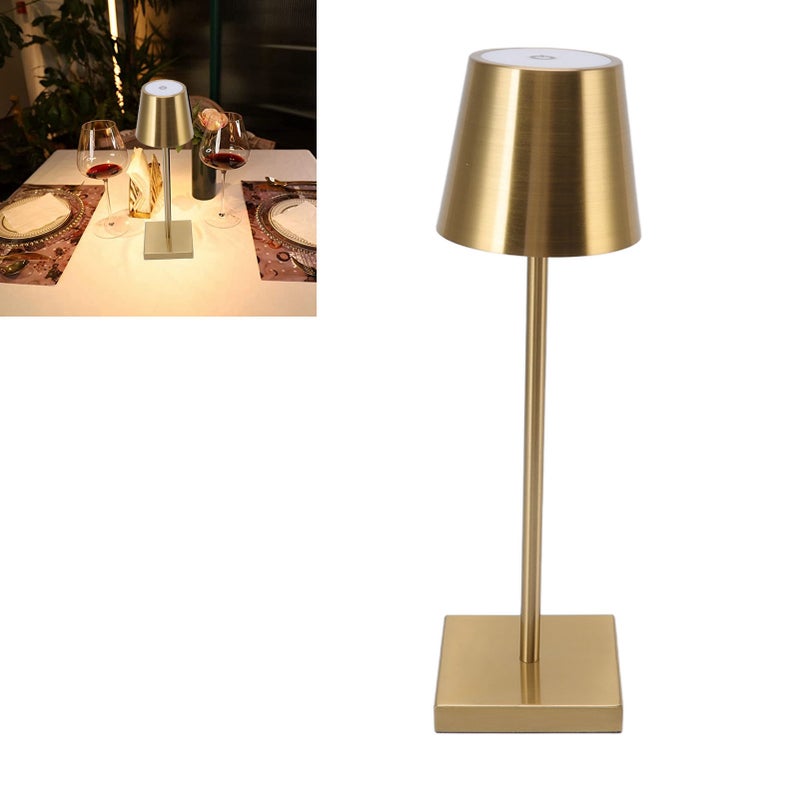 LED Touch Lamp Modern Simple Rechargeable High Brightness Dimmable Touch Switch Cordless Table Lamp for Restaurant Bar Gold - Image 2