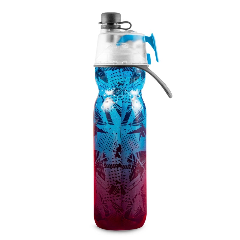 O2COOL Mist 'N Sip Misting Water Bottle 2-in-1 Mist And Sip Function With No Leak Pull Top Spout Reusable Sports Water Bottle - 20 oz (Ombre Prism Red) - Image 1