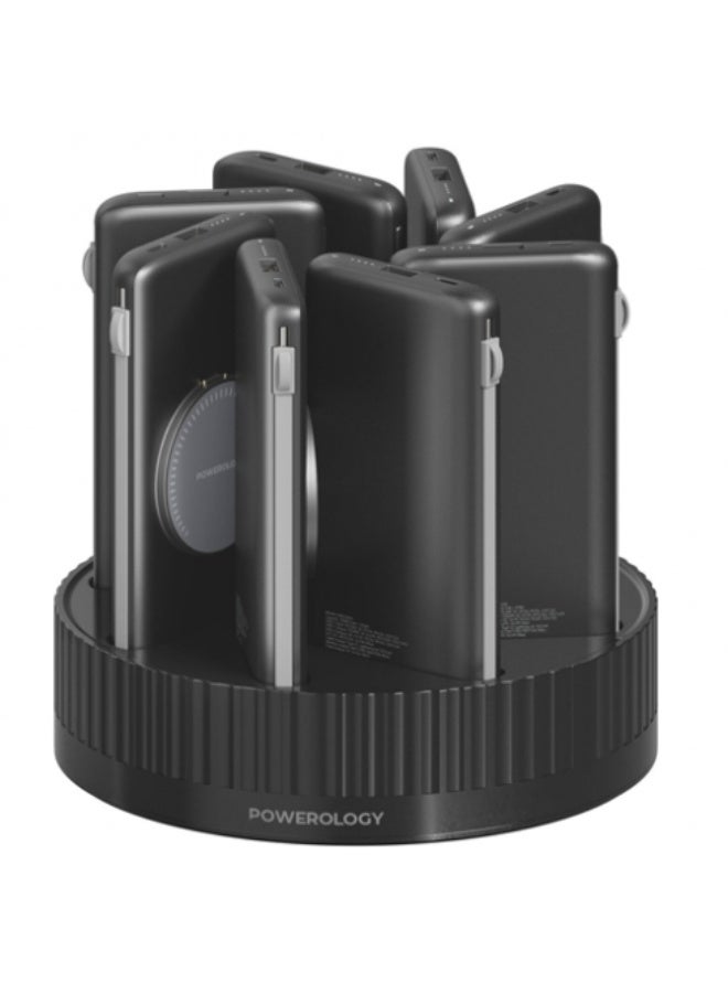 باورولوجي محطة طاقة 8 في 1، بنك طاقة محمول بسعة 10000 مللي أمبير/ساعة - توصيل طاقة 20 واط، شحن سريع، شحن لاسلكي، كابلات Type-C وLightning مدمجة، حل شحن شامل - Image 1