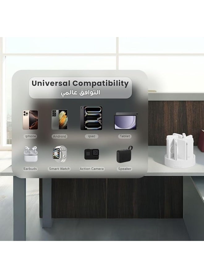 باورولوجي محطة طاقة 8 في 1، بنك طاقة محمول بسعة 10000 مللي أمبير/ساعة - توصيل طاقة 20 واط، شحن سريع، شحن لاسلكي، كابلات Type-C وLightning مدمجة، حل شحن شامل - Image 2