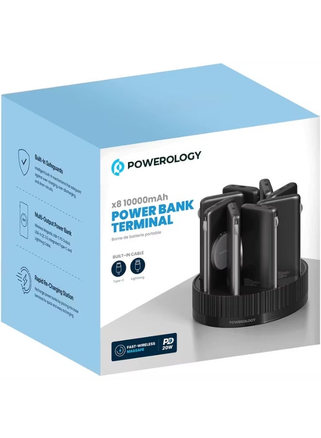 باورولوجي محطة طاقة 8 في 1، بنك طاقة محمول بسعة 10000 مللي أمبير/ساعة - توصيل طاقة 20 واط، شحن سريع، شحن لاسلكي، كابلات Type-C وLightning مدمجة، حل شحن شامل - Image 3