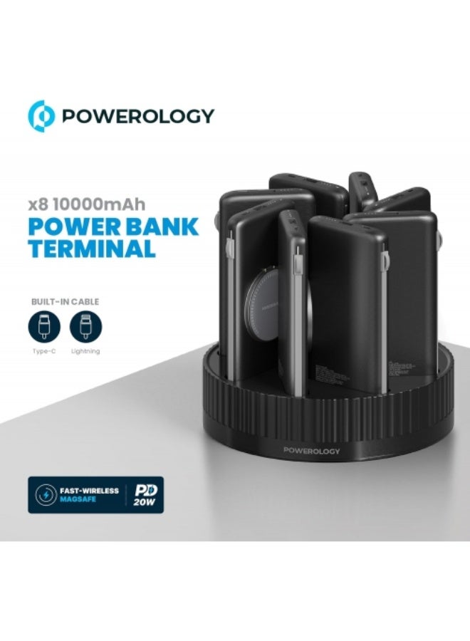 باورولوجي محطة طاقة 8 في 1، بنك طاقة محمول بسعة 10000 مللي أمبير/ساعة - توصيل طاقة 20 واط، شحن سريع، شحن لاسلكي، كابلات Type-C وLightning مدمجة، حل شحن شامل - Image 5