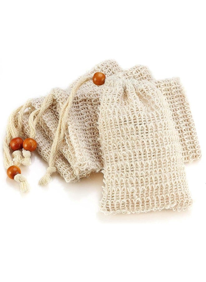 Soap Bag, Natural Sisal Soap Saver Bag Pouch Mesh Net Waste Plastic-free Exfoliating Foaming and Drying Soap Holder for Shower (4 pcs)  - Image 1