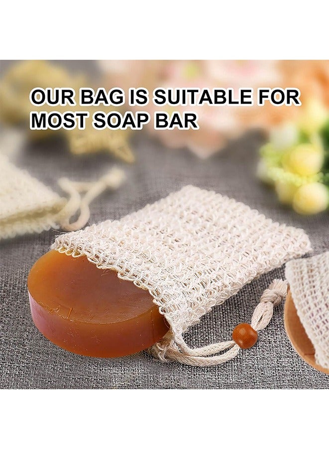 Soap Bag, Natural Sisal Soap Saver Bag Pouch Mesh Net Waste Plastic-free Exfoliating Foaming and Drying Soap Holder for Shower (4 pcs)  - Image 4