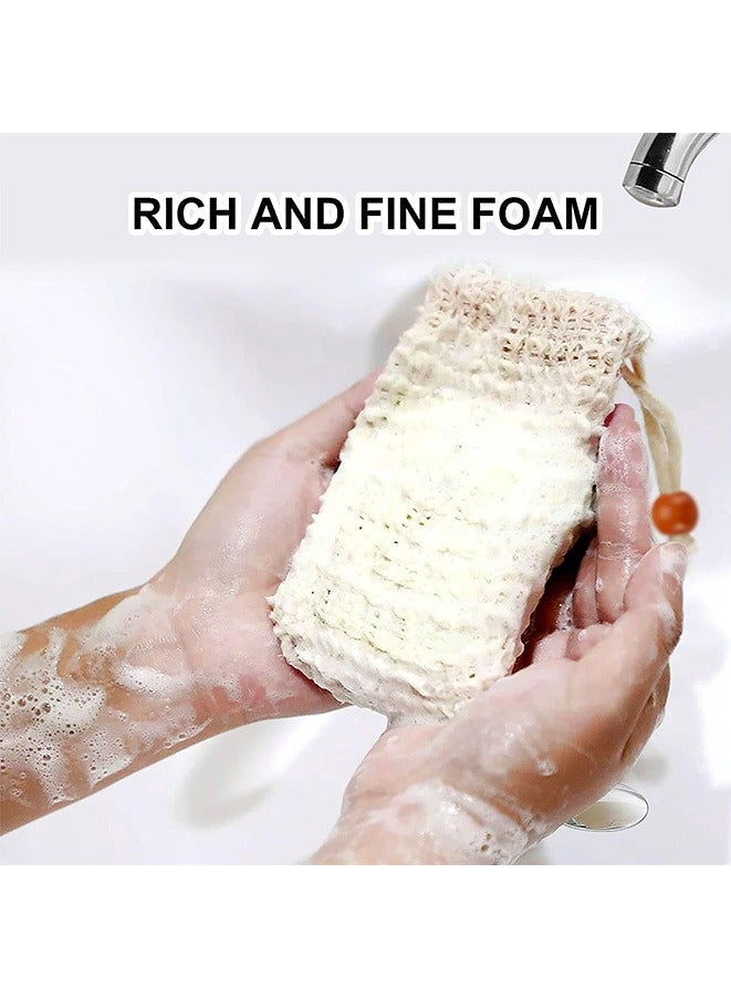 Soap Bag, Natural Sisal Soap Saver Bag Pouch Mesh Net Waste Plastic-free Exfoliating Foaming and Drying Soap Holder for Shower (4 pcs)  - Image 2