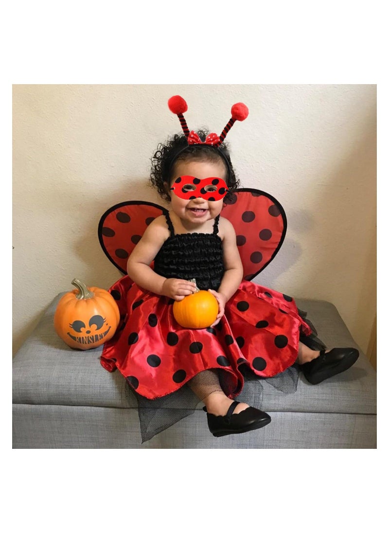 Ladybug Bopper Antenna Headband Wings and Masks Glove Cosplay Costume Set for Kids Dress Up Party Performance Prop - Image 3