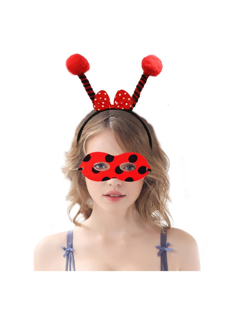 Ladybug Bopper Antenna Headband Wings and Masks Glove Cosplay Costume Set for Kids Dress Up Party Performance Prop - Image 4