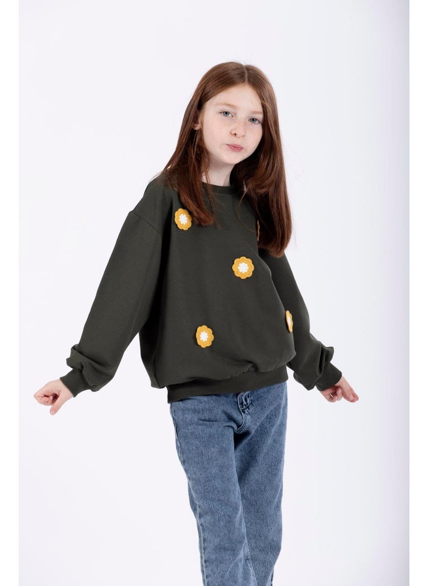 Crew Neck Long Sleeve Khaki Color Girls Sweatshirt - pzsku/Z3D210940B53570A73E87Z/45/_/1741212986/e34afb32-ff6f-4976-a2b9-19125ffc5c06