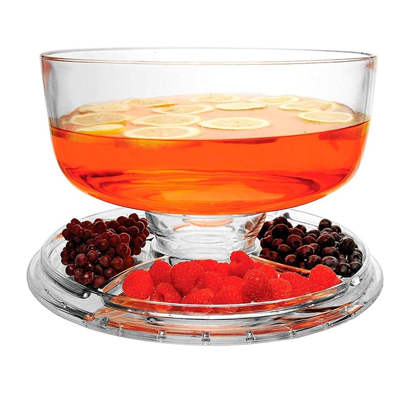 SAKAR Cake Stand with Dome Cover (6 in 1) Multi-Functional Serving Platter and Cake Plate - Use as Cake Holder, Salad Bowl, Platter, Punch Bowl, Desert Platter, Nachos,Cocktail (Acrylic) - Image 1