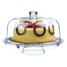 SAKAR Cake Stand with Dome Cover (6 in 1) Multi-Functional Serving Platter and Cake Plate - Use as Cake Holder, Salad Bowl, Platter, Punch Bowl, Desert Platter, Nachos,Cocktail (Acrylic) - Image 3