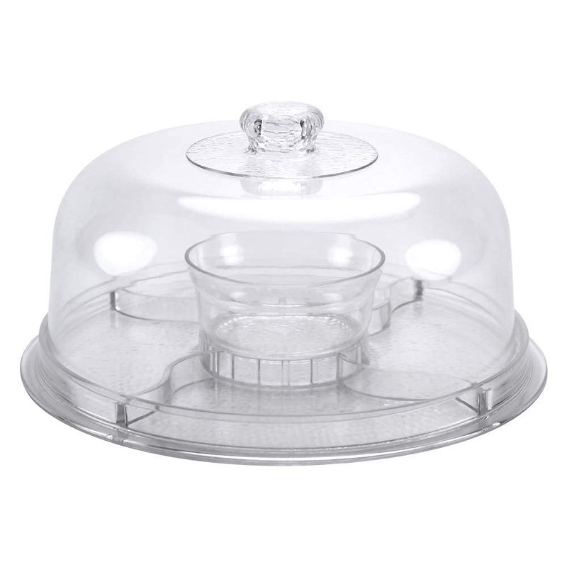 SAKAR Cake Stand with Dome Cover (6 in 1) Multi-Functional Serving Platter and Cake Plate - Use as Cake Holder, Salad Bowl, Platter, Punch Bowl, Desert Platter, Nachos,Cocktail (Acrylic) - Image 5