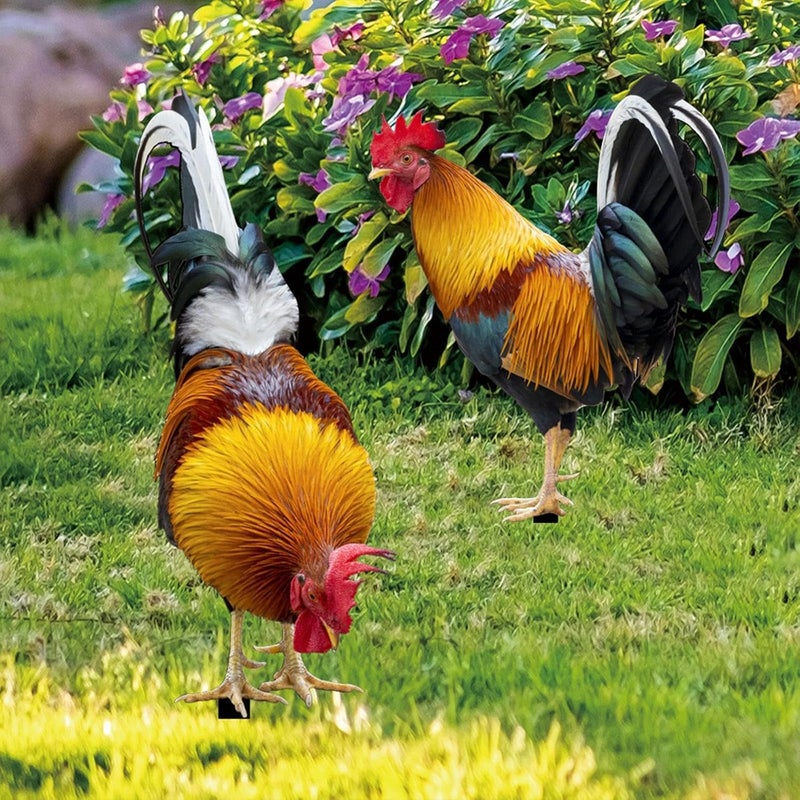 ATORSE Chicken Animal Statue Stakes Acrylic Lifelike for Courtyard Patio Yard Decor Style B - Image 3