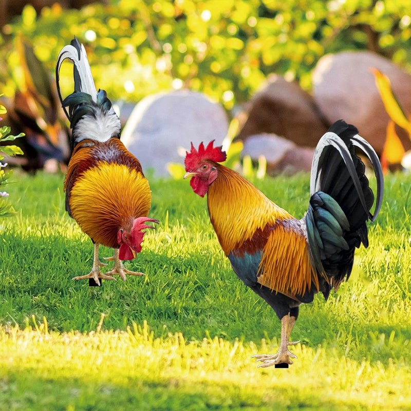 ATORSE Chicken Animal Statue Stakes Acrylic Lifelike for Courtyard Patio Yard Decor Style B - Image 4