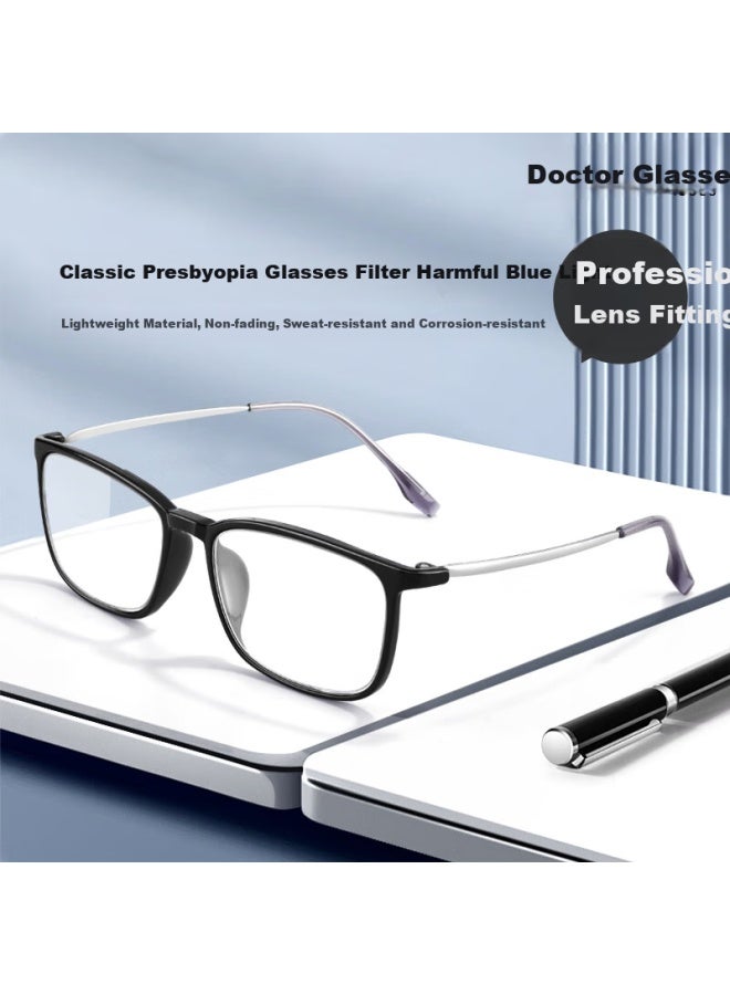 Oona Onna Hd Tr Blue Light Blocking Reading Gl For Men And Women, Black Silver, +3.00 Power - Image 1