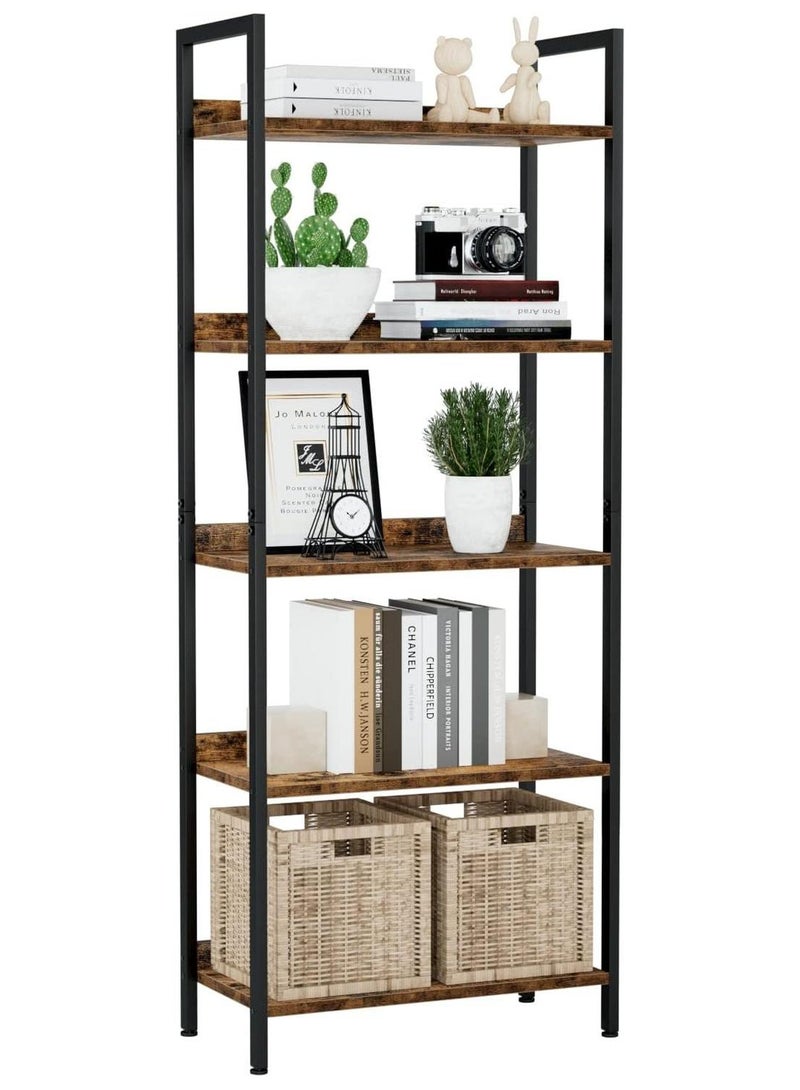 Chulovs Bookshelf, 5 Tier Bookshelves, Home Office Bookcase Shelf Storage Organizer, Free Standing Storage Shelving Unit for Bedroom, Metal Frame Display Rack for Living Room office cart storage rack - Image 1