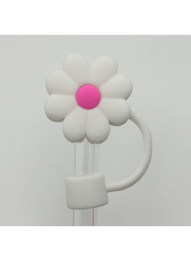 Cross-border 10mm Stanley Straw Cap Cute Flower Straw Plug Stanley Straw Dust Cover Cover Cover Accessories-Color:White-Specifications:Bulk  - Image 1