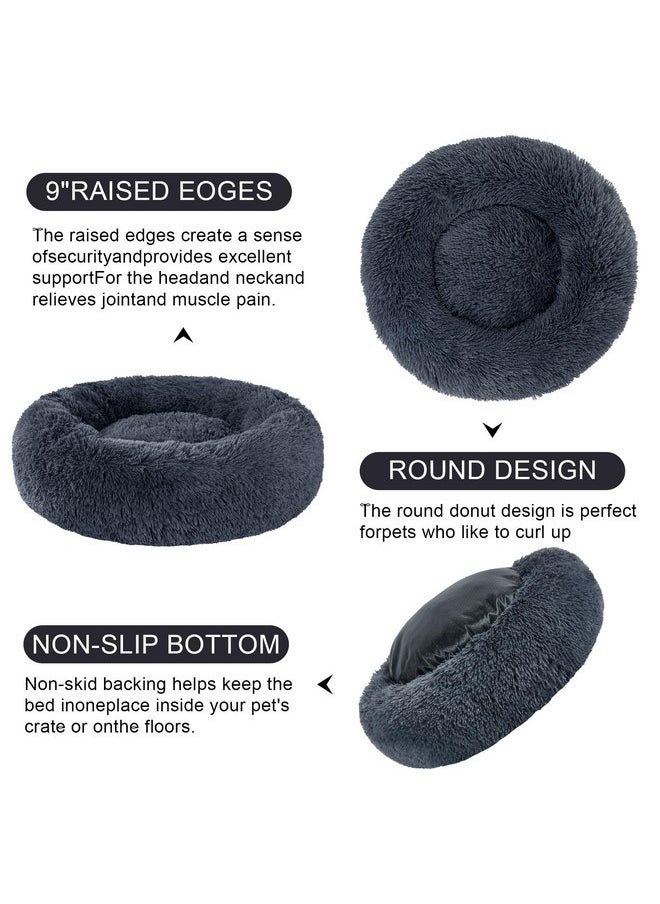 Kimpets Dog Bed Calming Dog Beds for Small Medium Large Dogs - Round Donut Washable Puppy Dog Bed, Anti-Slip Faux Fur Fluffy Donut Cuddle Anxiety Cat Pet Bed(24" Dark Grey) - pzsku/Z3D2141B59B19E0DB5546Z/45/_/1737031632/1d64b3e2-6951-4fe0-8a1d-28faa13e3dfd