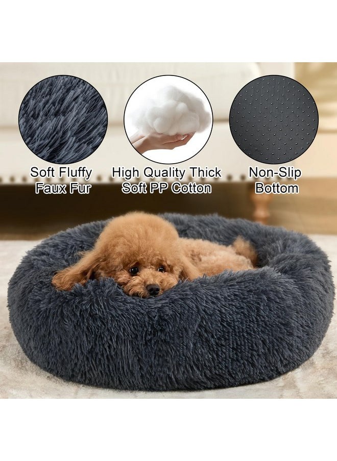 Kimpets Dog Bed Calming Dog Beds for Small Medium Large Dogs - Round Donut Washable Puppy Dog Bed, Anti-Slip Faux Fur Fluffy Donut Cuddle Anxiety Cat Pet Bed(24" Dark Grey) - pzsku/Z3D2141B59B19E0DB5546Z/45/_/1737031661/fd6e08d2-94cc-48ad-8718-10d2915c72b4