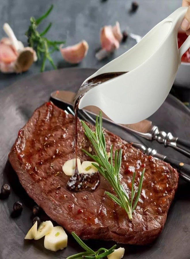 Qlans 20 OZ Gravy Boat - White Meat Sauce Boat With Spoon - Perfect for Gravy, Sauces and Syrups, Salad Dressings, Creamer, Broth, and More Server - Image 2