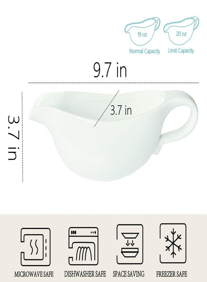 Qlans 20 OZ Gravy Boat - White Meat Sauce Boat With Spoon - Perfect for Gravy, Sauces and Syrups, Salad Dressings, Creamer, Broth, and More Server - Image 3
