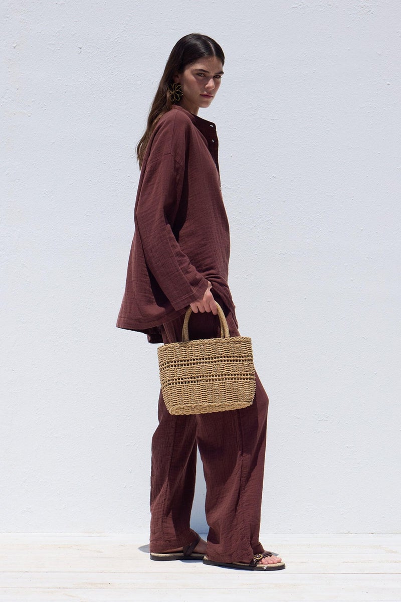 Manuka Wide Sleeve Muslin Shirt Burgundy  - Image 5