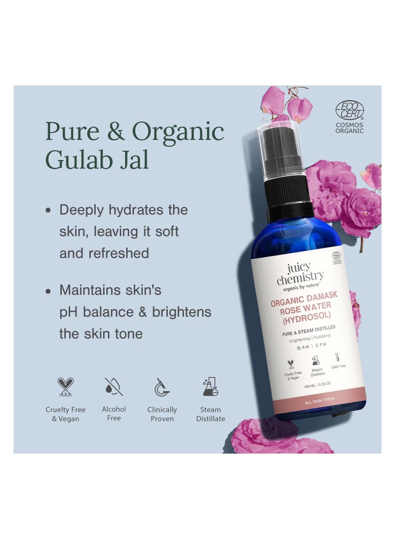 جوسي كيميستري ماء الورد العضوي (هيدروسول) من جوسي كيمستري، ١٠٠ مل | تونر للوجه لبشرة متألقة وأكثر إشراقًا وترطيبًا | مصنوع من ورود الدمشقي البلغارية - مُختَبَر سريريًا - Image 2