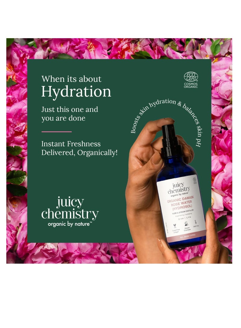 جوسي كيميستري ماء الورد العضوي (هيدروسول) من جوسي كيمستري، ١٠٠ مل | تونر للوجه لبشرة متألقة وأكثر إشراقًا وترطيبًا | مصنوع من ورود الدمشقي البلغارية - مُختَبَر سريريًا - Image 4