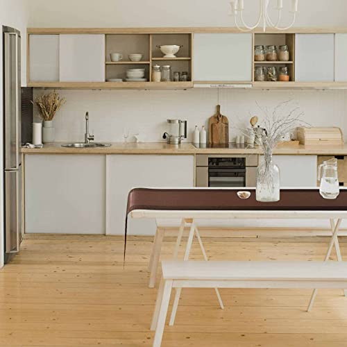 GIVERARE Table Runner, 12x107in Heat-Resistant Woven Vinyl Long Tabletop, Non-Slip Washable PVC Table Runners, Easy to Clean Premium Plastic Dresser Cover for Wedding, Decor, Home (Brown) - Image 5