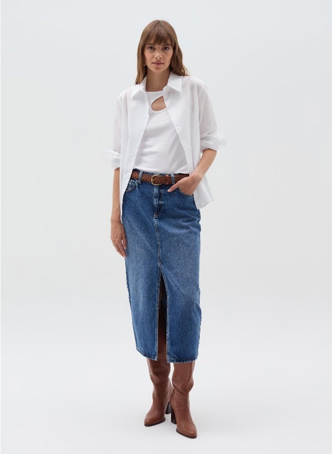 او في اس Midi pencil skirt in denim - Image 1