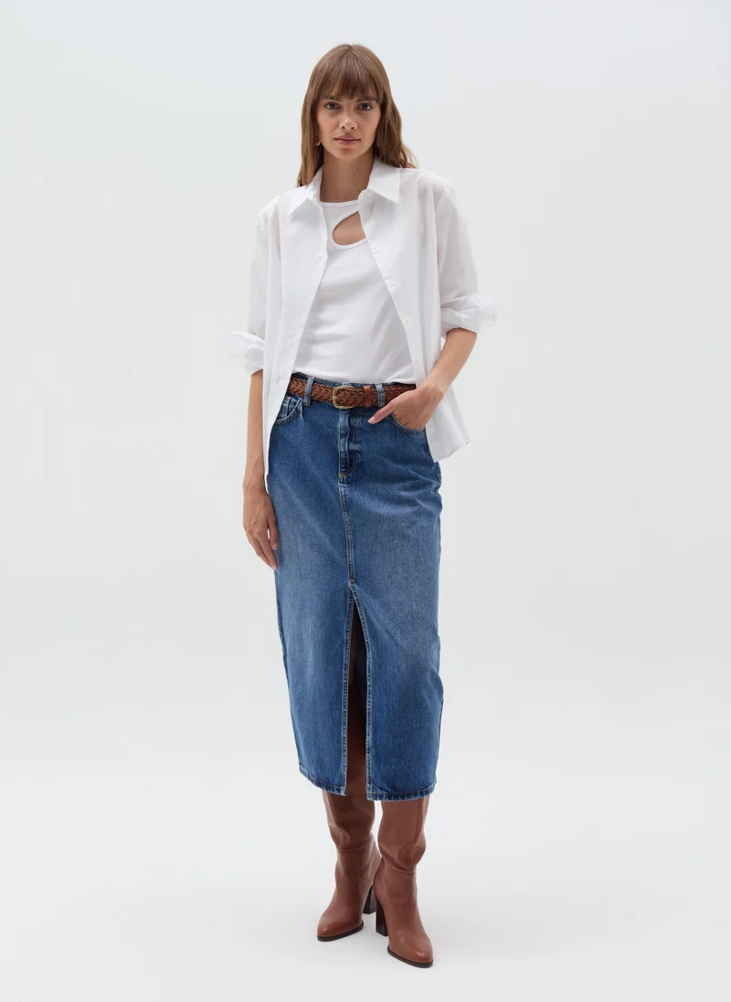 او في اس Midi pencil skirt in denim