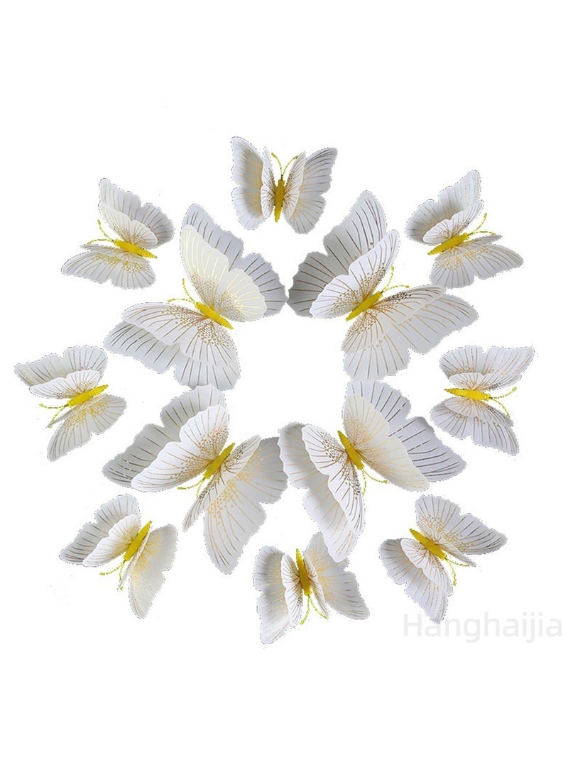 هانغهايجيا 12 قطعة ملصقات حائط ستيريو فراشة مختلطة، ديكور منزلي قابل للإزالة بمشهد الحضانة المنزلية - Image 1