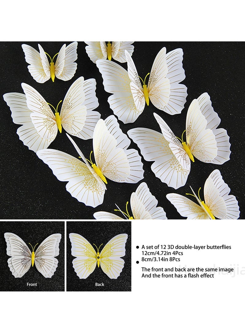 هانغهايجيا 12 قطعة ملصقات حائط ستيريو فراشة مختلطة، ديكور منزلي قابل للإزالة بمشهد الحضانة المنزلية - Image 3