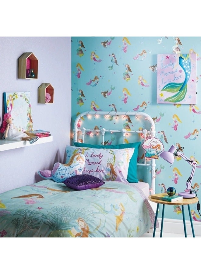 JAMEEL IMAGINE FUN - Magical Mermaid Wallpaper - Teal Ocean Scene with Mermaids - Kids Bedroom or Nursery Decor  - Image 3